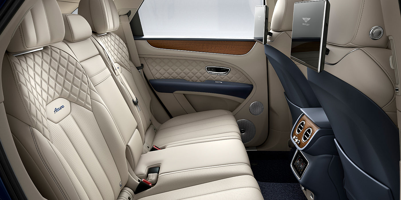 Bentley Kuala Lumpur Bentley Bentayga Azure SUV rear interior in Imperial Blue and Linen hide