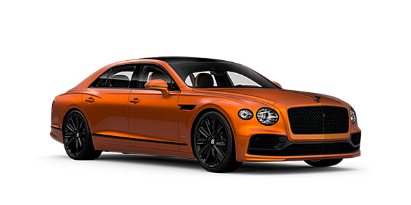 Bentley Kuala Lumpur Bentley Flying Spur Speed front side angled view in Orange Flame coloured exterior. 