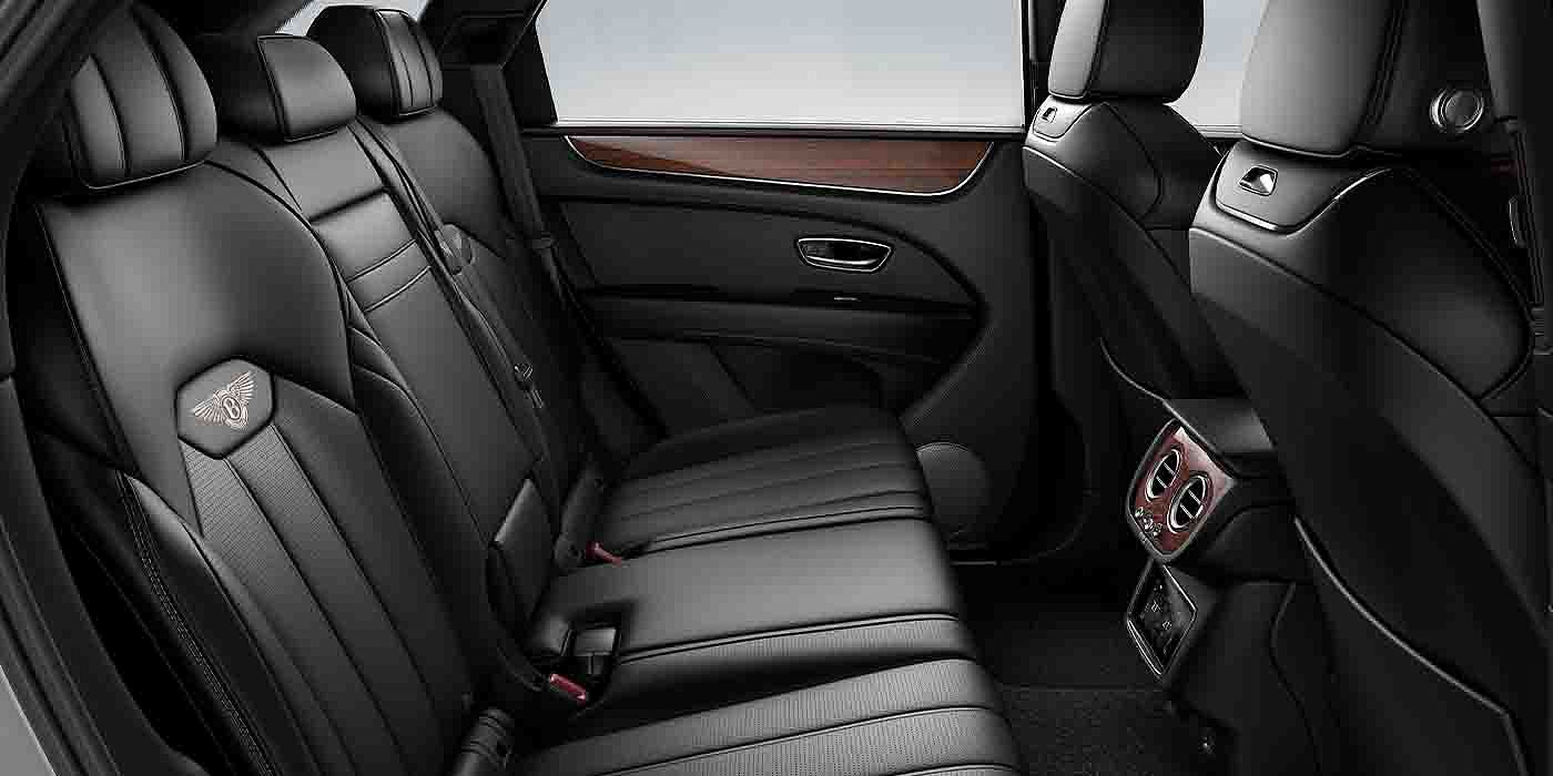 Bentley Kuala Lumpur Bentley Bentayga EWB interior view for rear passengers with Beluga black hide.